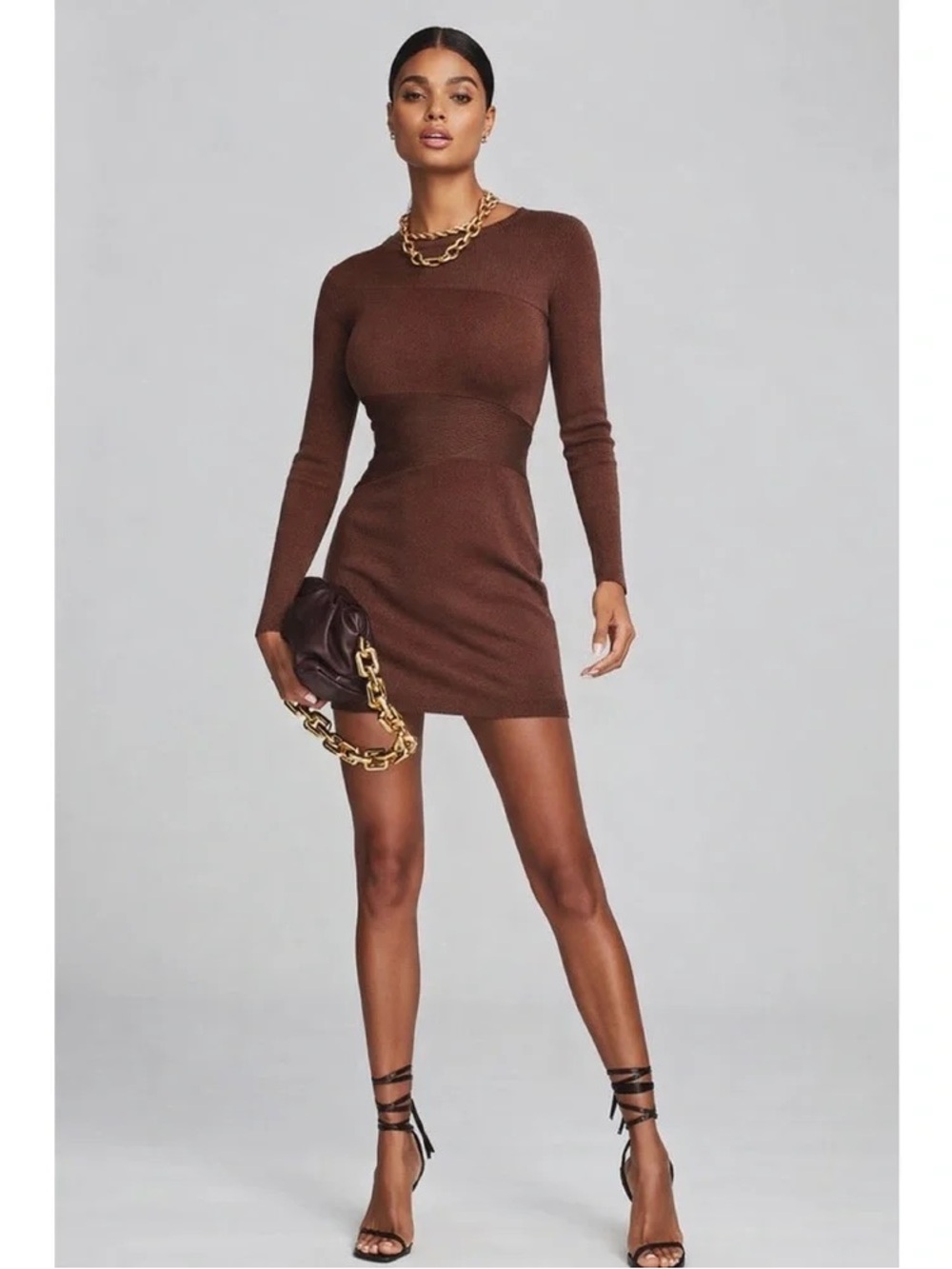 Retrofete Brown Long-Sleeve Mini Dress - Picture 3 of 6